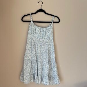 Elegant Floral Light Blue Dress